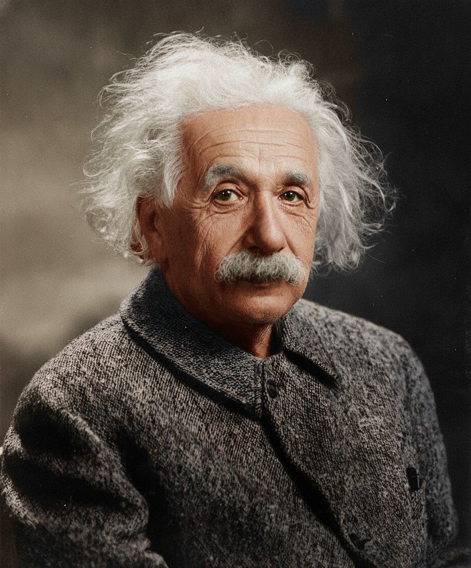 Albert Einstein 1947, restored and colorized